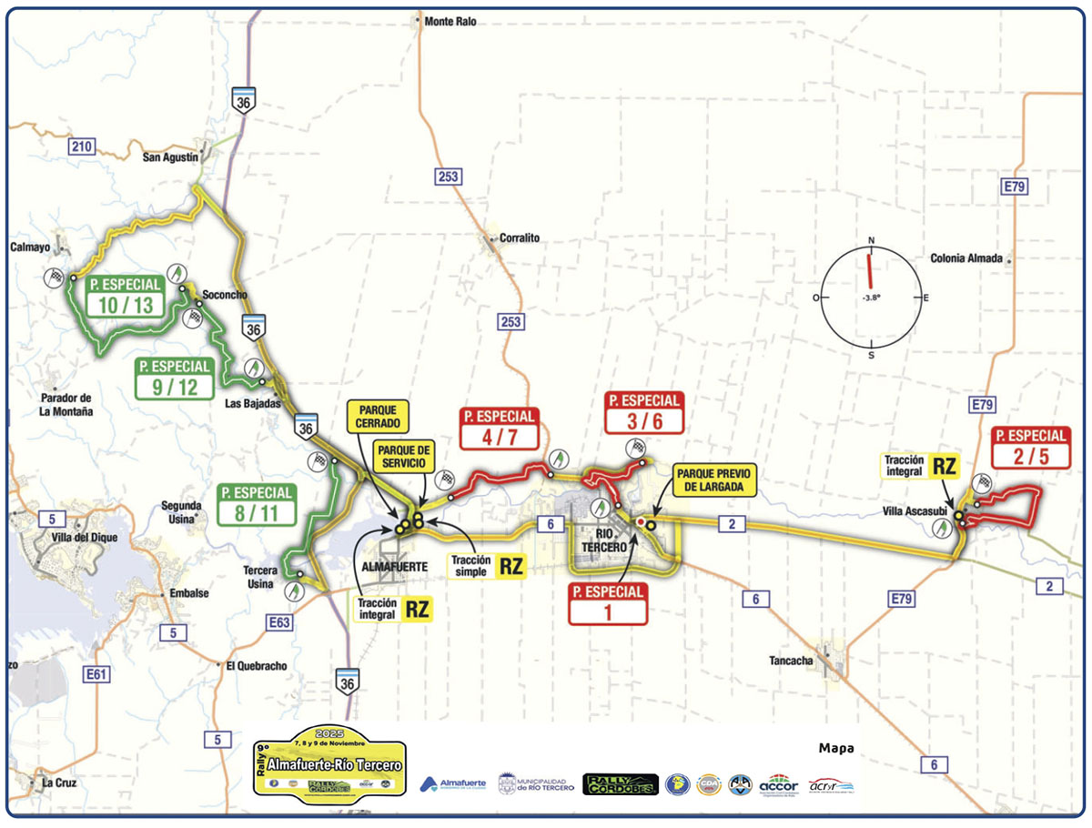 mapa rally almafuerte rio tercero 2025
