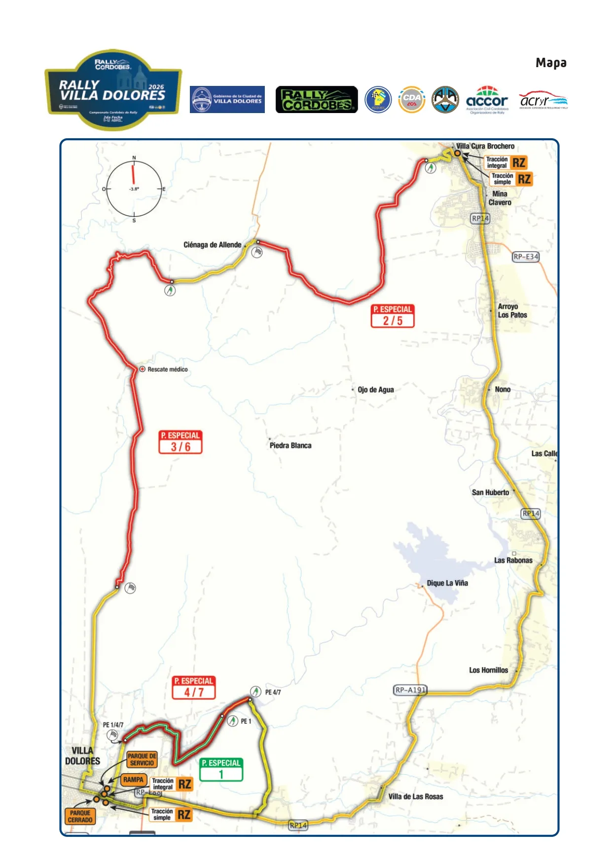Mapa Rally Cordobés Villa Dolores 2026