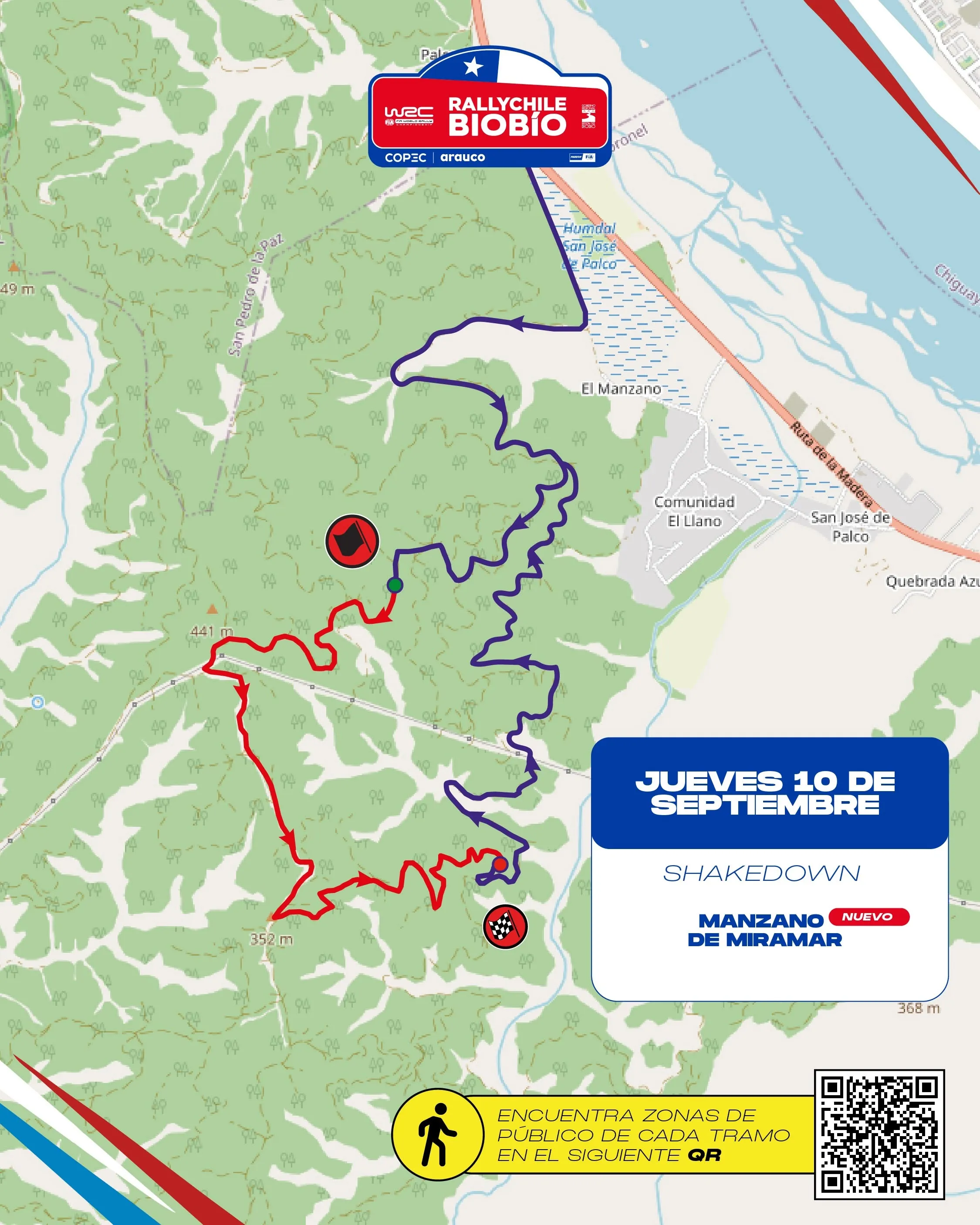 shakedown mapas wrc chile 2026 manzano